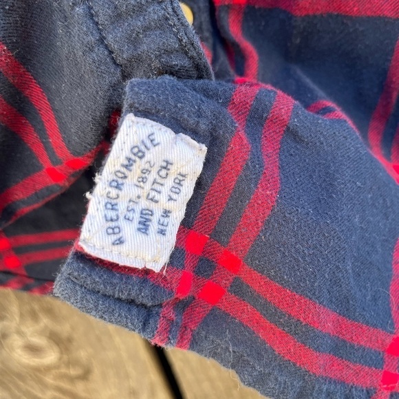 Women's Abercrombie & Fitch Flannel Plaid Button-Down L Lumber Prep Y2K Grunge - Picture 5 of 11